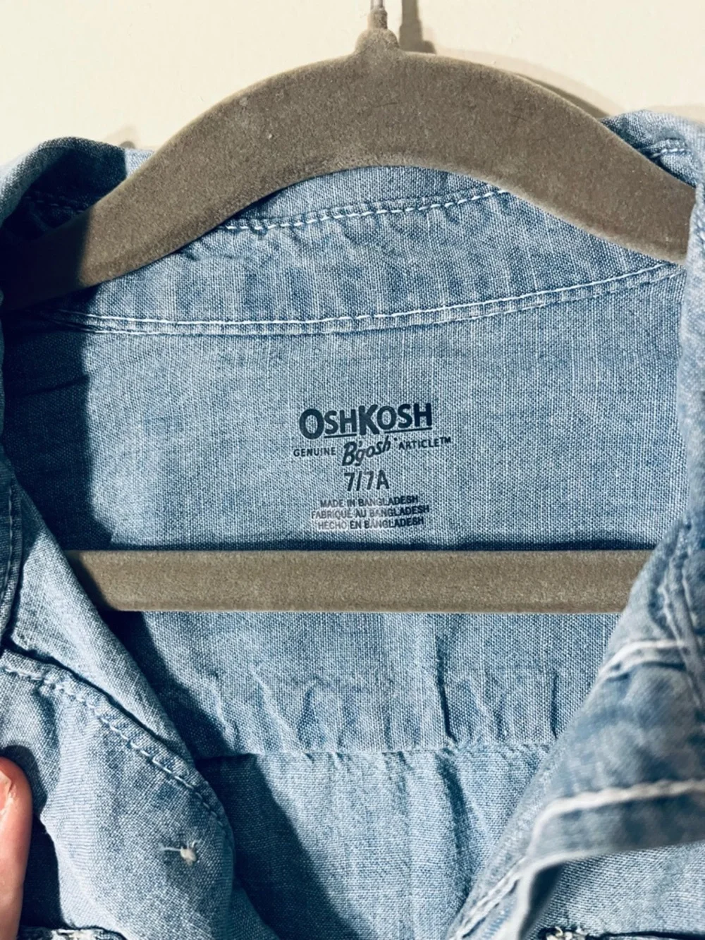 NWT OshKosh B'gosh | Cotton Button Front Chambray Shirt Top Size 7
